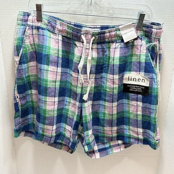 Purple And More Pants - Purple And More Women’s Plaid Linen Shirts Size Large Coastal Relaxed Preppy